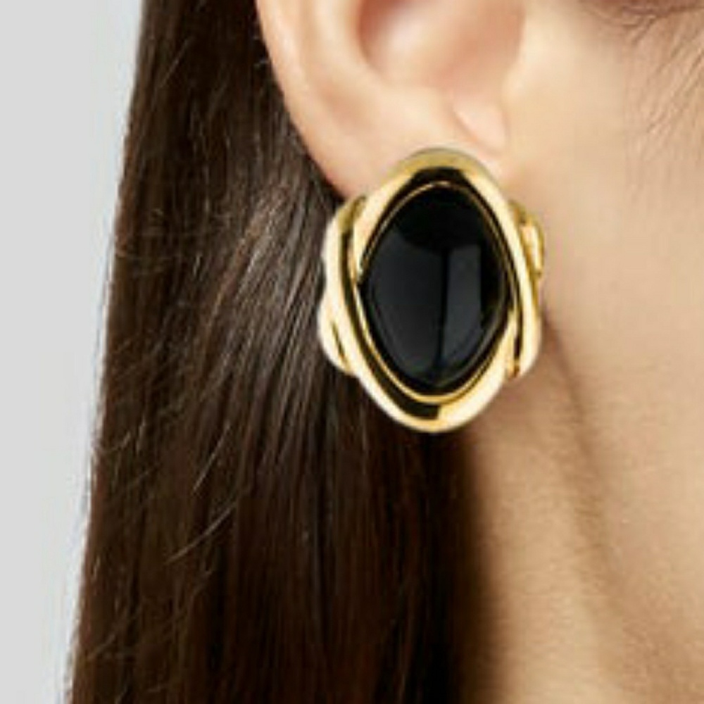 Kai Pin Lo Onyx Vermile Earclips Omega Backs